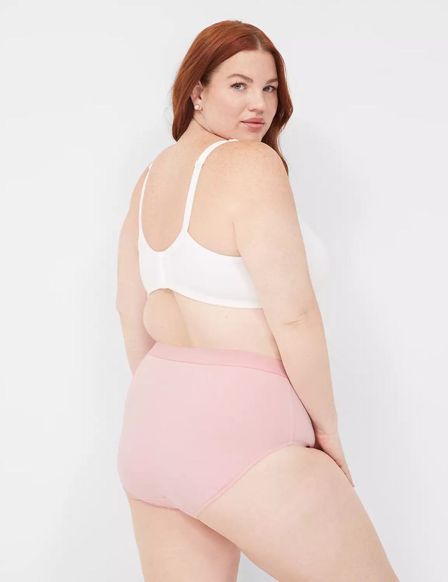 Pink Yellow Lane Bryant Cotton High-Leg With Wide Waistband Women Briefs | YLN20100RQ