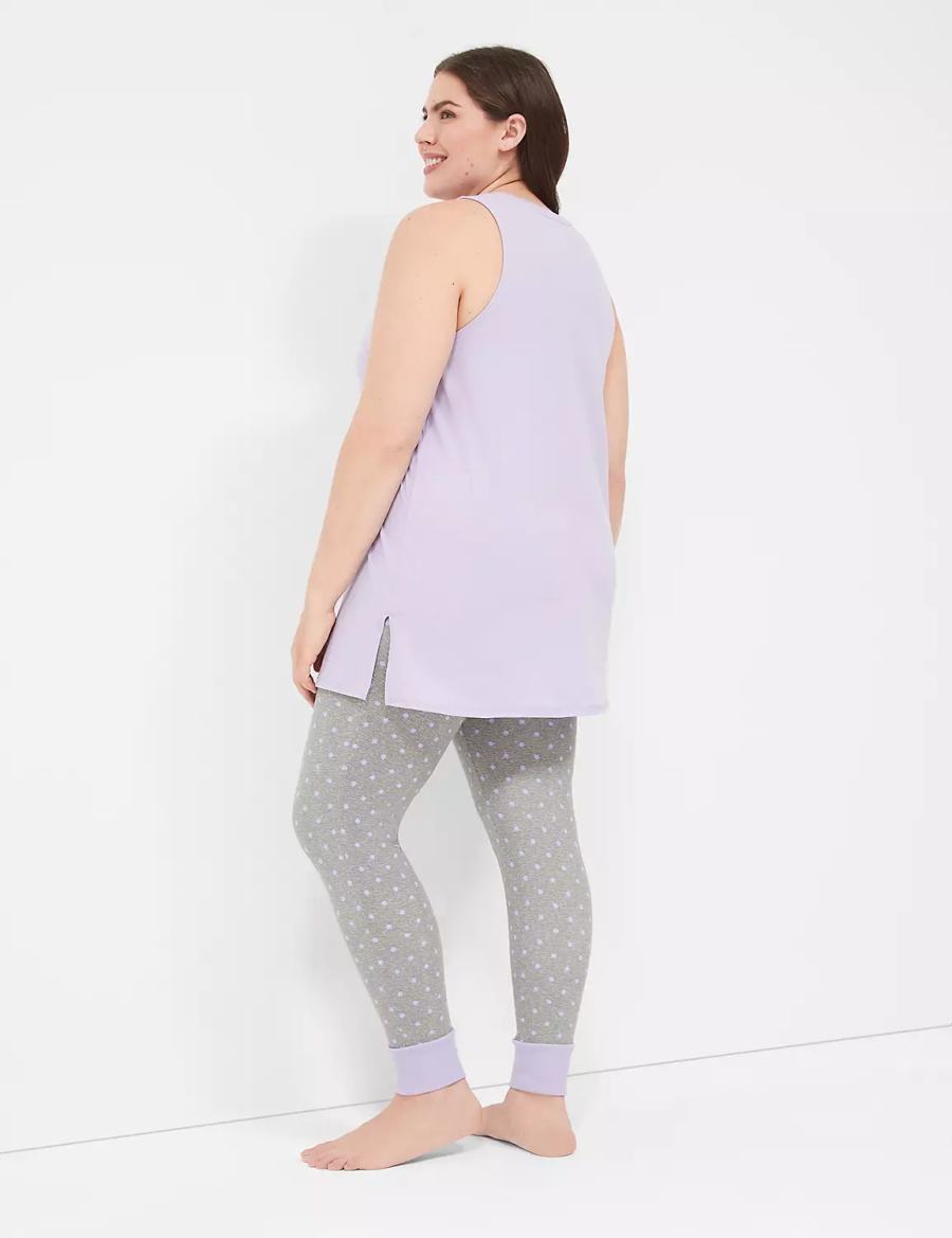 Purple Grey Lane Bryant Comfy Cotton Graphic Tunic & Legging PJ Set Women Pajamas | RCY2767ZJ