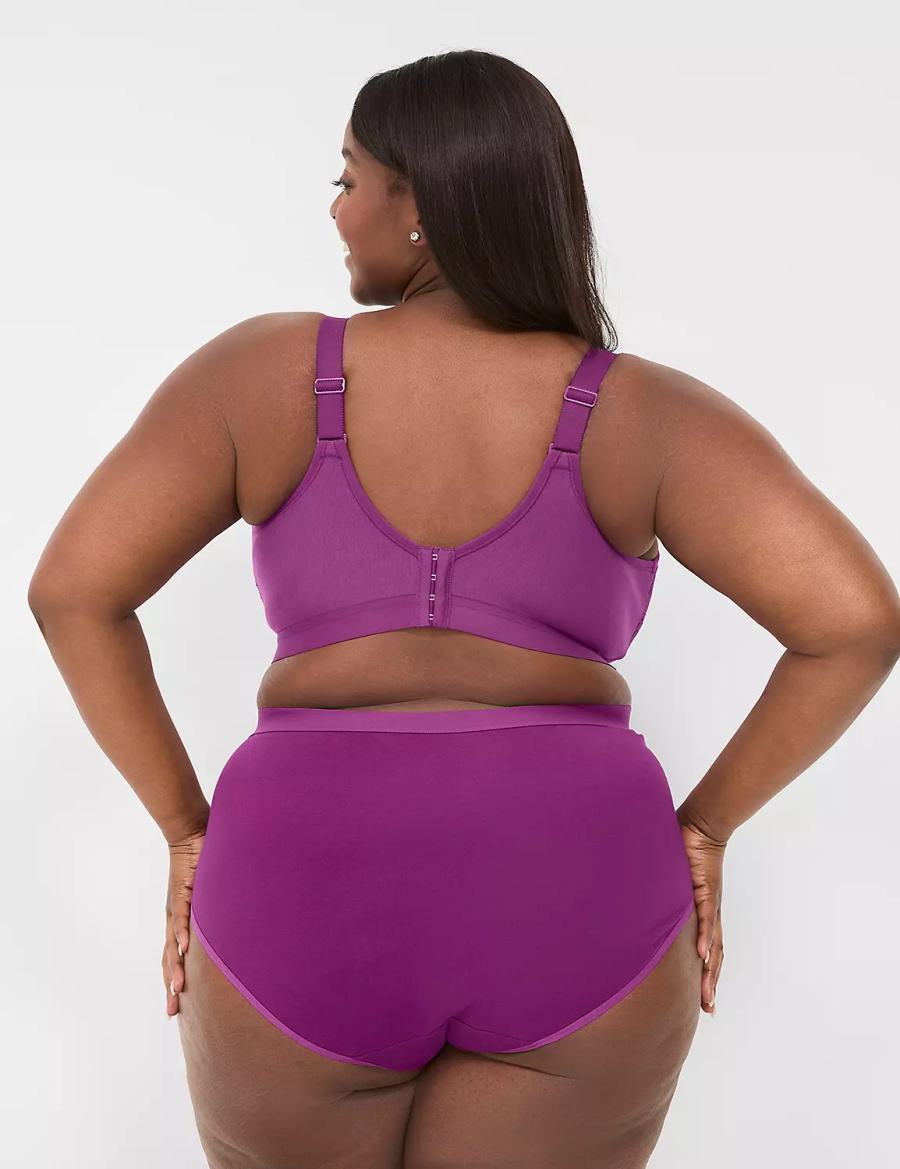 Purple Lane Bryant Cotton Full With Lace Trim Women Briefs | ZQP2827NO