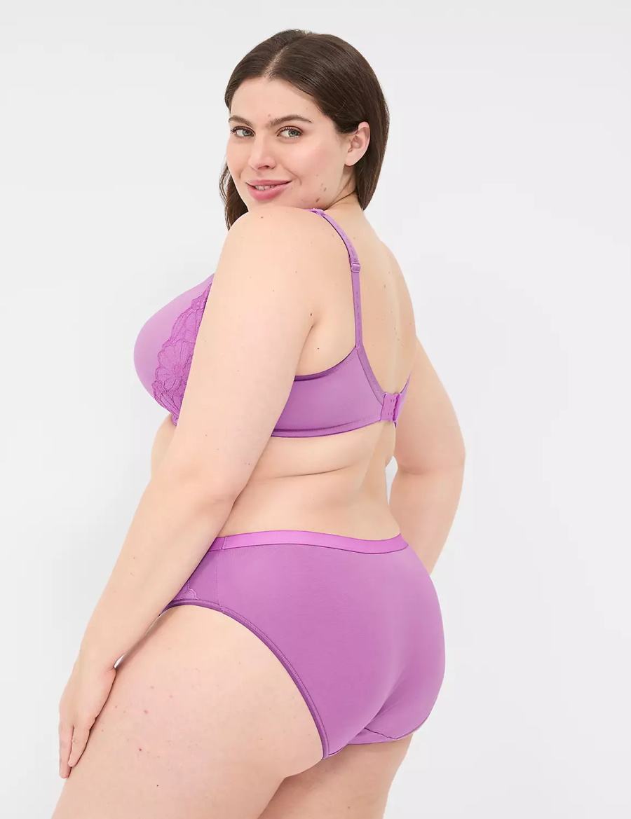 Purple Lane Bryant Cotton With Lace-Trim Women Hipster Panty | KEM4689HV