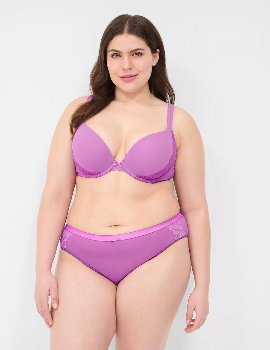 Purple Lane Bryant Cotton With Lace-Trim Women Hipster Panty | KEM4689HV