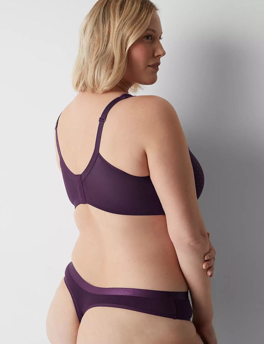 Purple Lane Bryant Cotton With Lace Waist Women Thong Panty | AMO6423AP