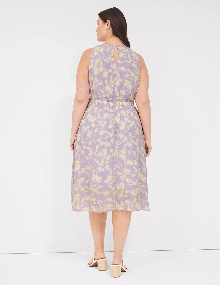 Purple Lane Bryant Crew-Neck Fit & Flare Women Midi Dress | UEY2583QS