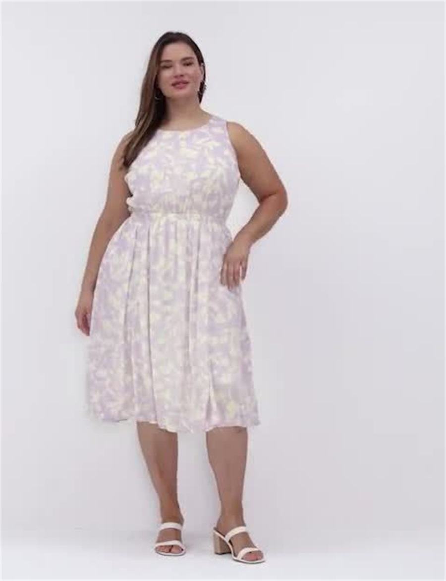 Purple Lane Bryant Crew-Neck Fit & Flare Women Midi Dress | UEY2583QS