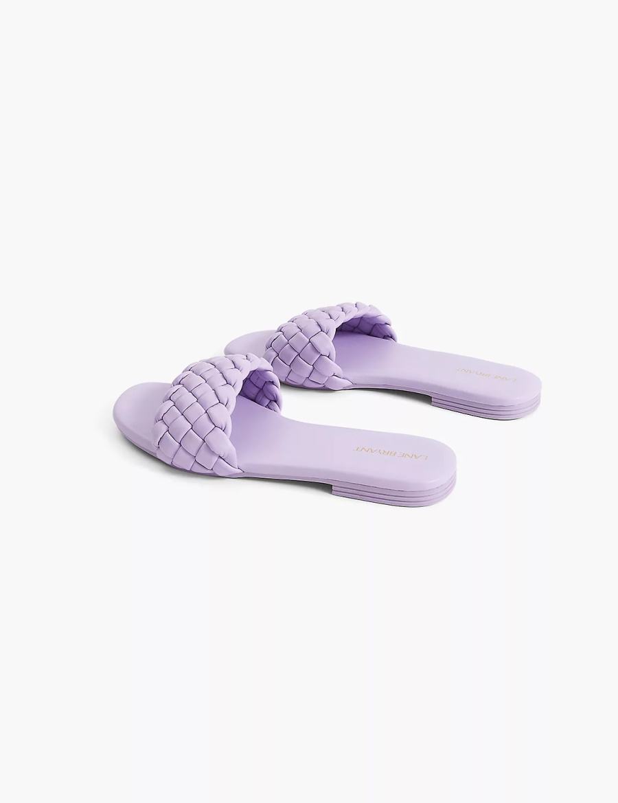 Purple Lane Bryant Dream Cloud Braided Faux-Leather Women Slide Sandals | IEU788MF