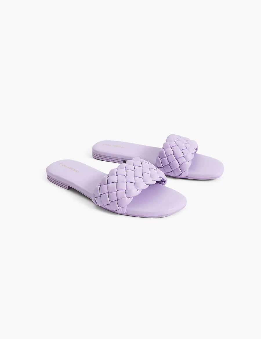 Purple Lane Bryant Dream Cloud Braided Faux-Leather Women Slide Sandals | IEU788MF