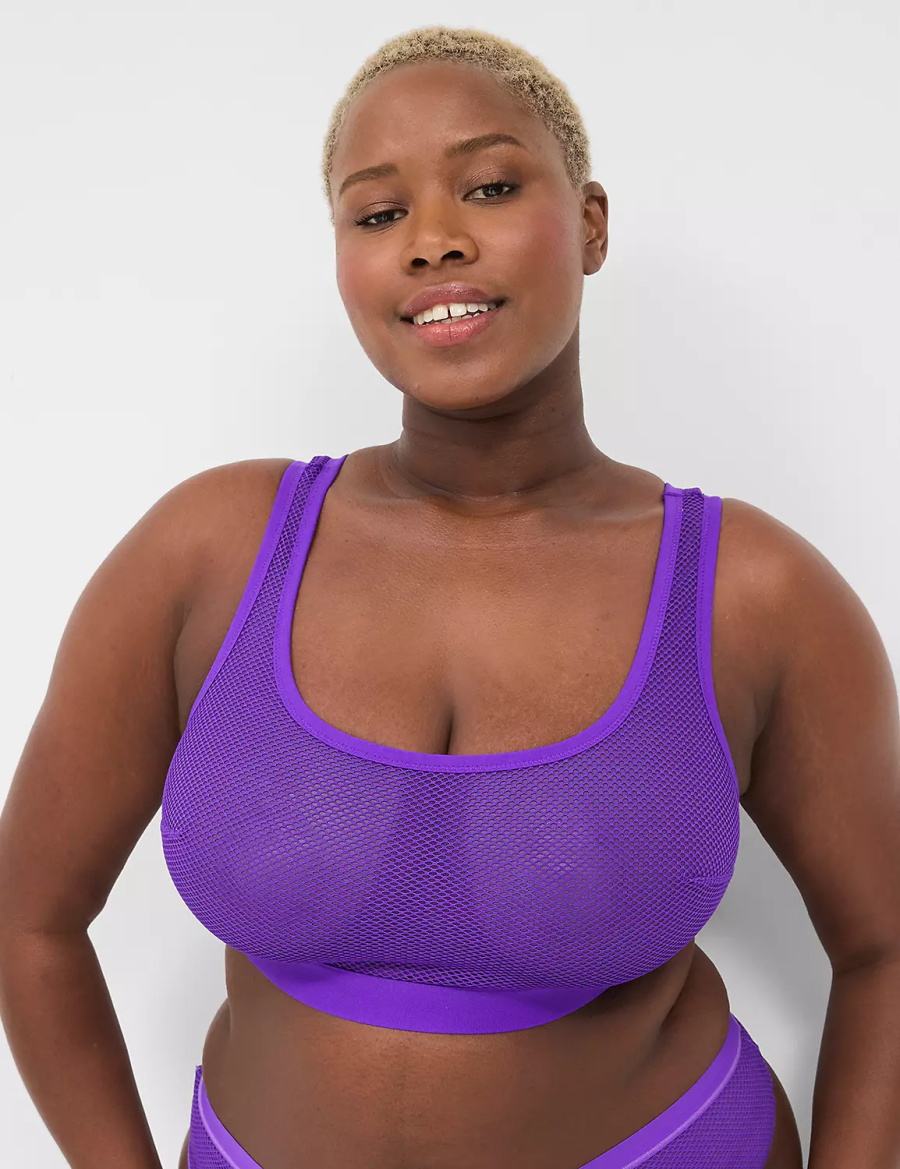 Purple Lane Bryant Fishnet Scoop-Neck Sheer Women Bralettes | KFF298AF