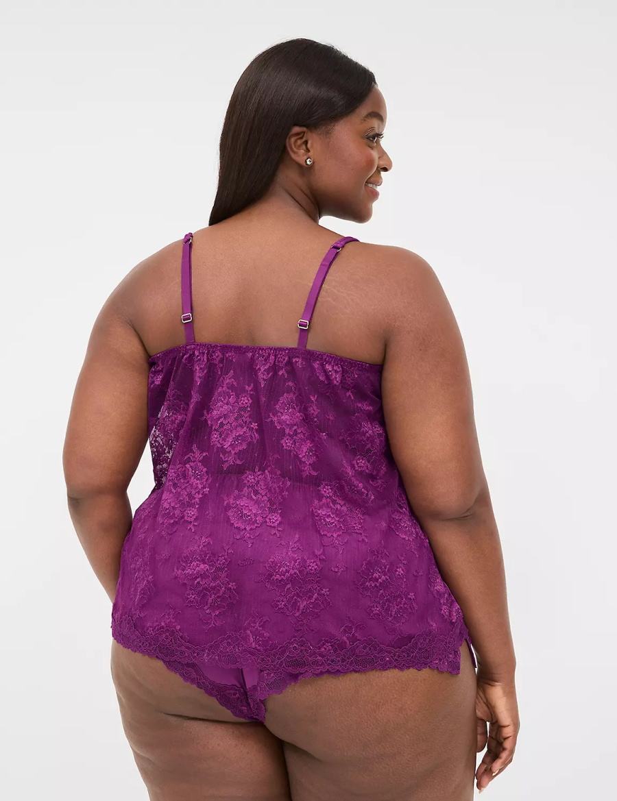 Purple Lane Bryant Lace-Back Cami & Short Set Women Pajamas | DSA5542UR