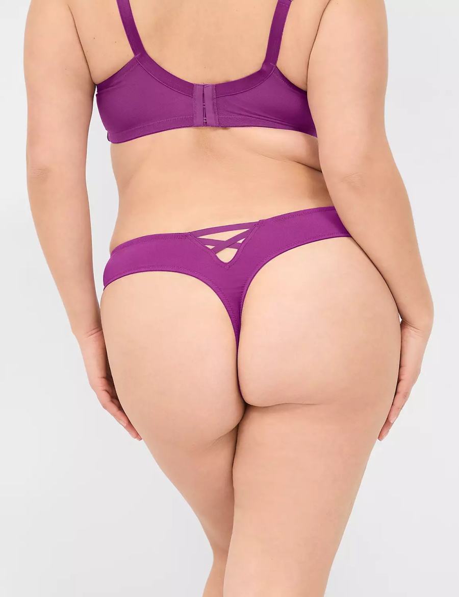 Purple Lane Bryant Lace-Front Women Thong Panty | DKR729WI