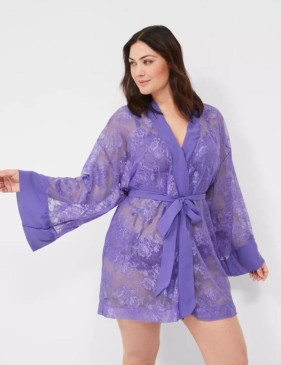 Purple Lane Bryant Lace Women Robe | UIT614PI