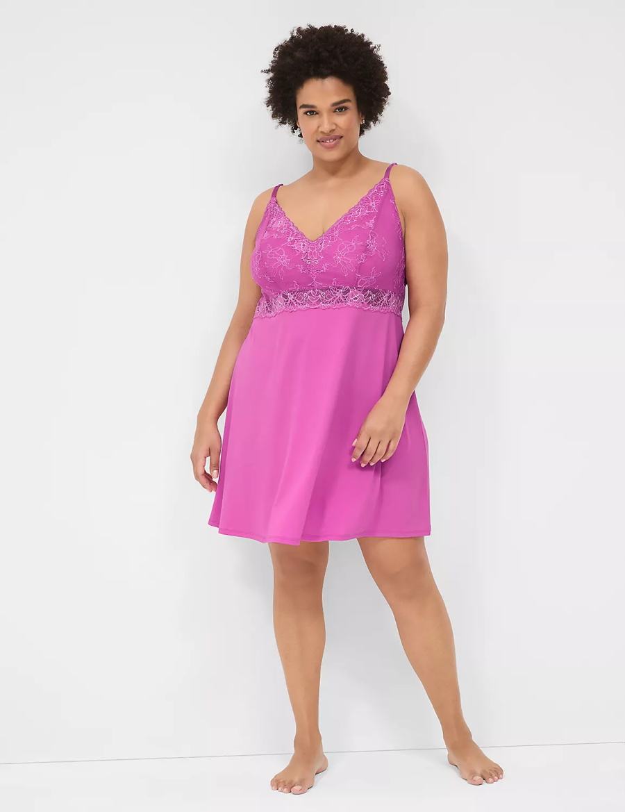 Purple Lane Bryant Modern Romance Chemise Women Dress | DJP7161IX