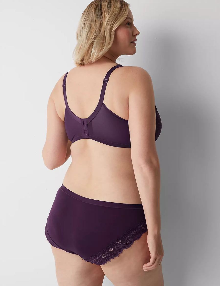 Purple Lane Bryant No-Show Lace-Back Women Hipster Panty | BJD807LM