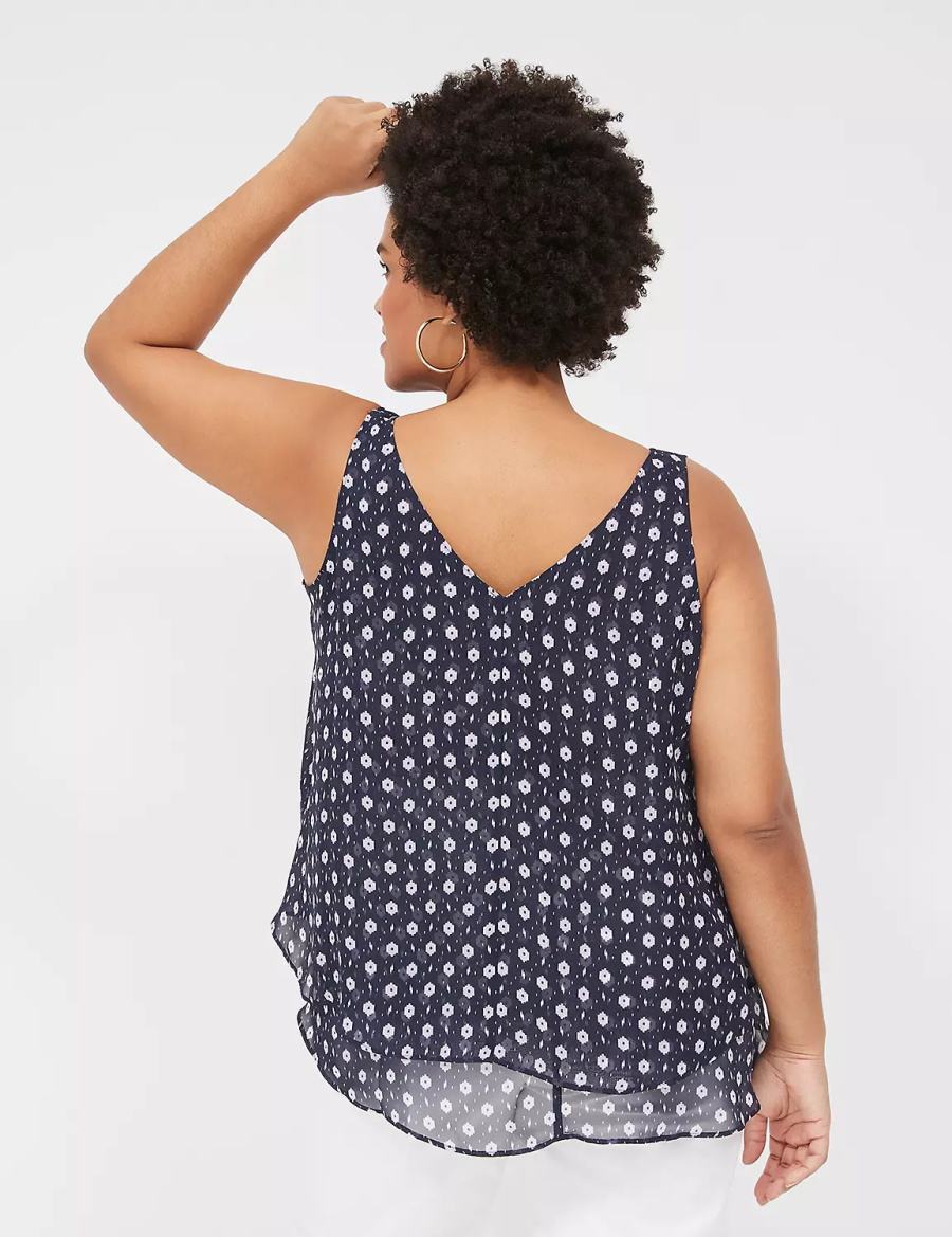 Purple Lane Bryant Swing Double-Layer Chiffon Women Tank Top | ERQ8472MD