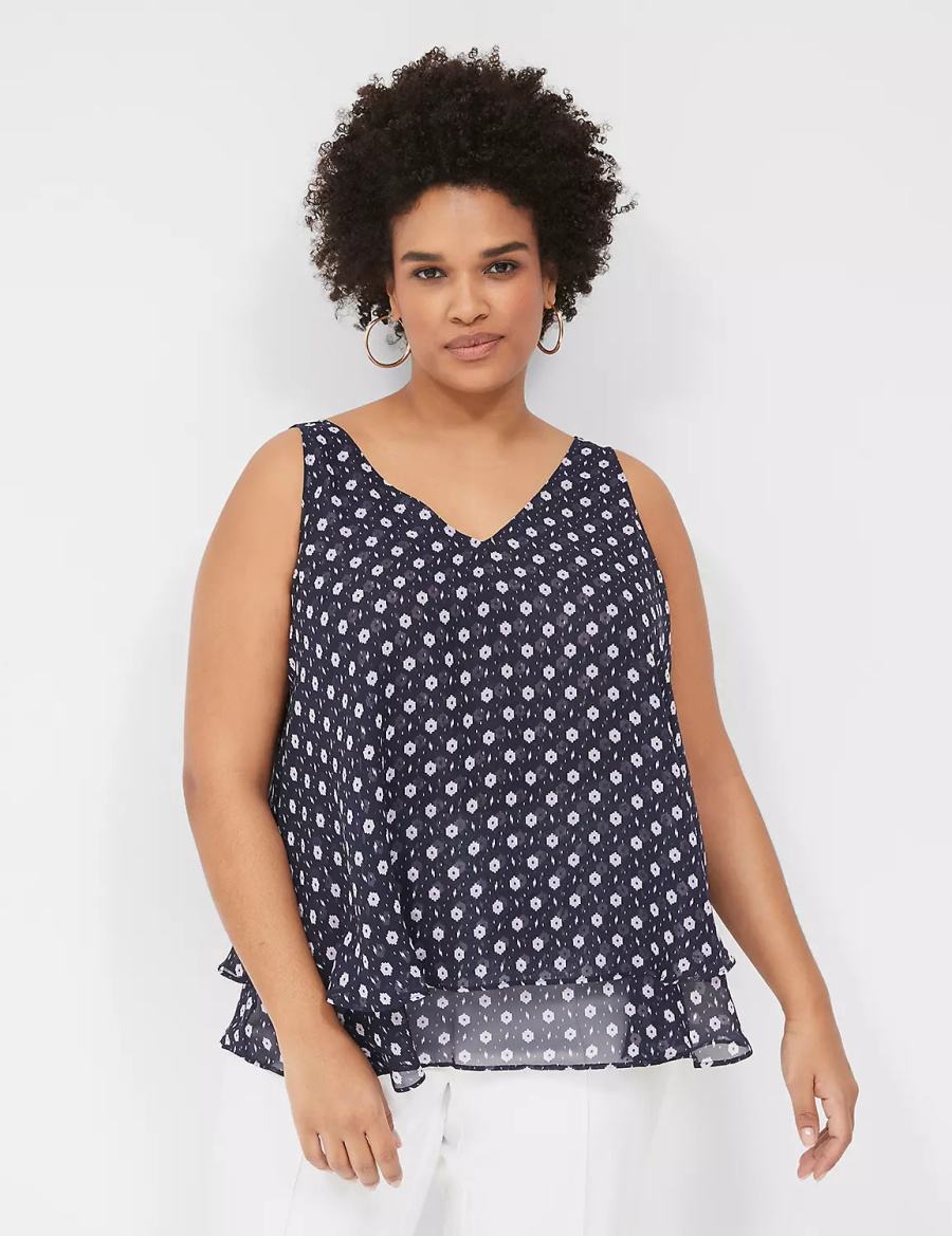 Purple Lane Bryant Swing Double-Layer Chiffon Women Tank Top | ERQ8472MD