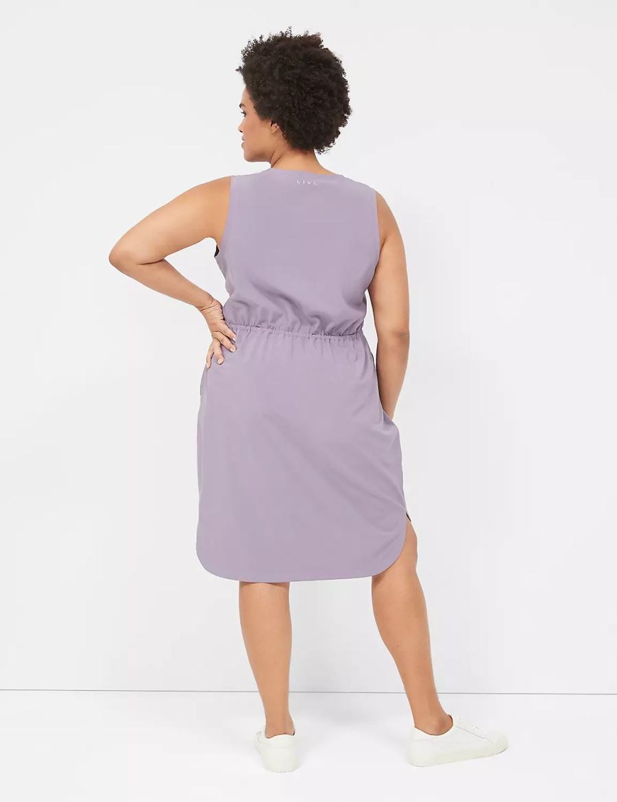 Purple Olive Lane Bryant LIVI Stretch Woven Drawstring Women Casual Dress | PMD163TN