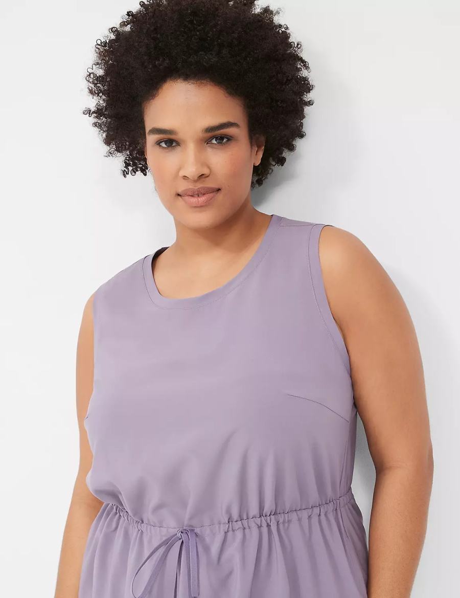 Purple Olive Lane Bryant LIVI Stretch Woven Drawstring Women Casual Dress | PMD163TN