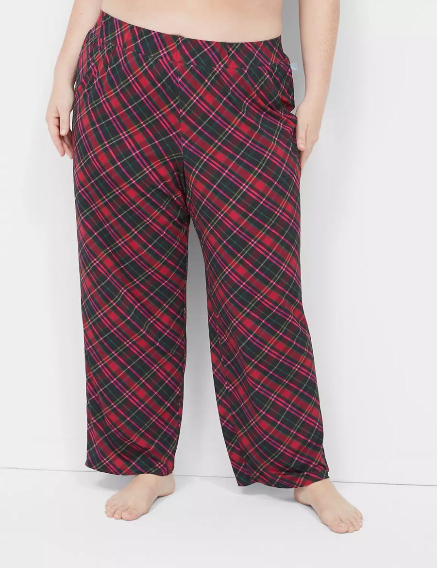 Red Black Lane Bryant DreamyCool Block Women Pants | HJS7147MS