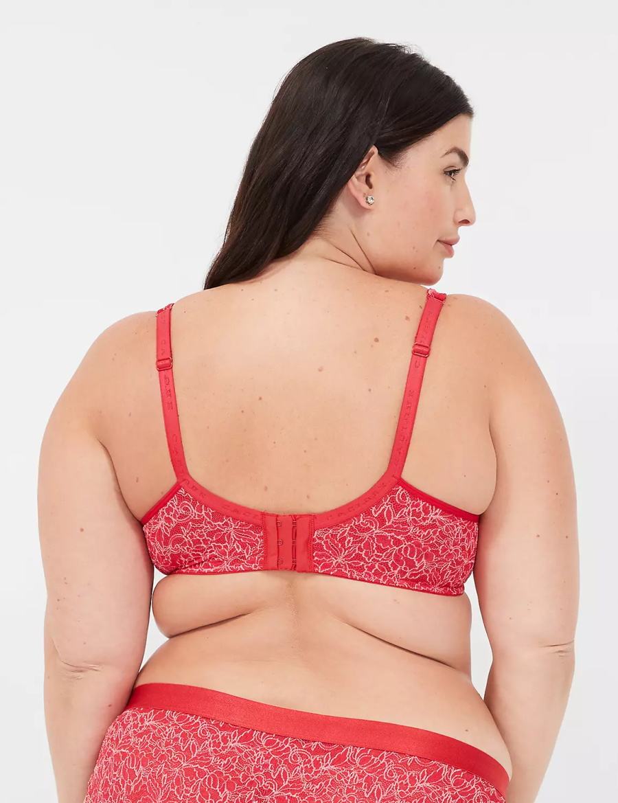 Red Lane Bryant Demi with Lace Women Unlined Bra | VKP3189CQ