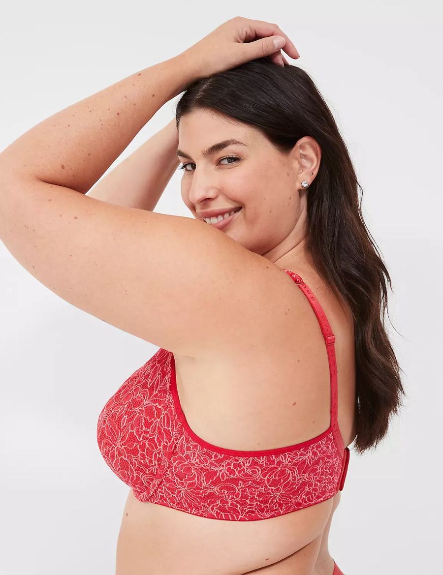 Red Lane Bryant Demi with Lace Women Unlined Bra | VKP3189CQ