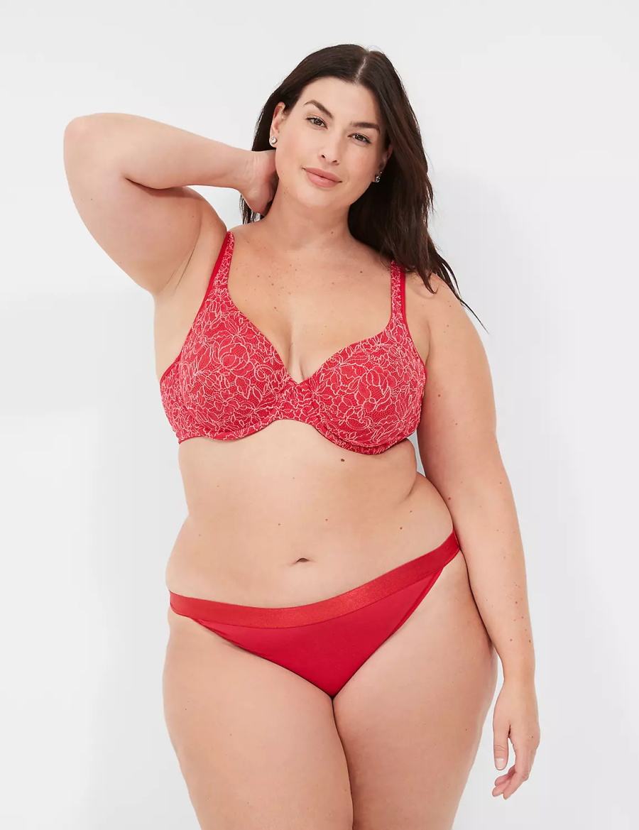 Red Lane Bryant Demi with Lace Women Unlined Bra | VKP3189CQ