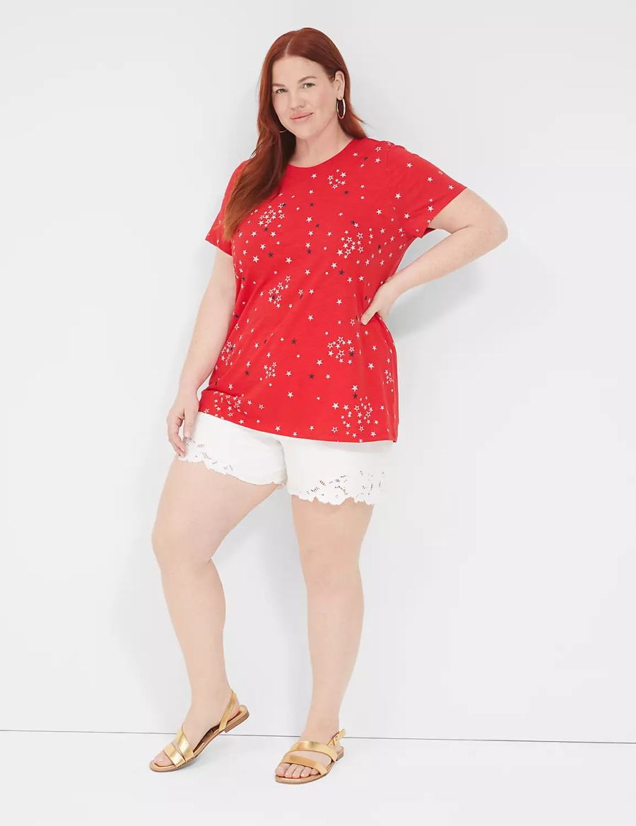 Red Lane Bryant Embroidered Stars Graphic Tee Women Tank Top | SKE6275EW