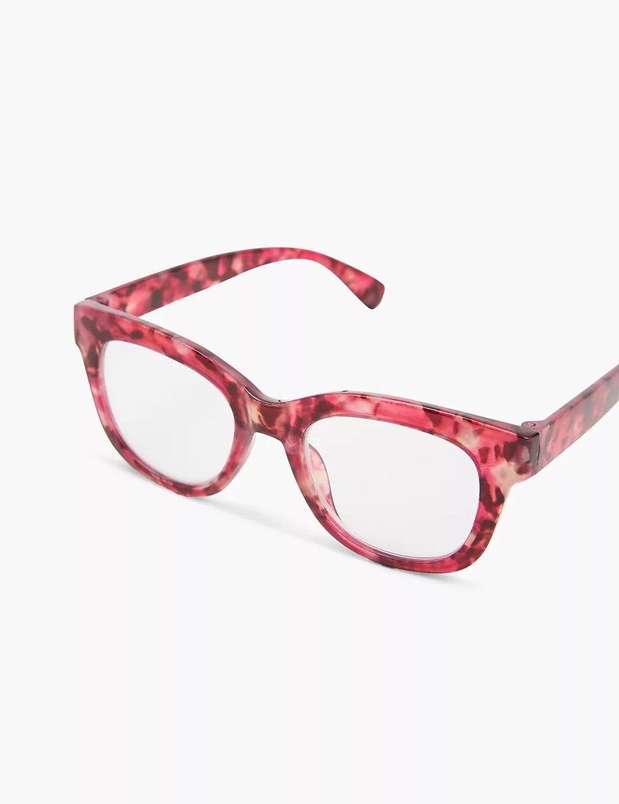 Red Lane Bryant Fuchsia Tortoiseshell Print Square Reading Women Glasses | TVK195MN