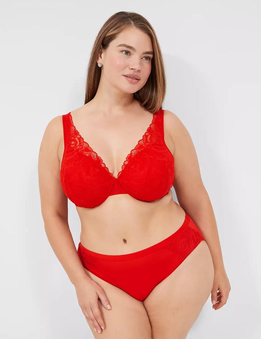 Red Lane Bryant Lightly Lined Full Coverage With Lace Women Bralettes | ZYF9523FW