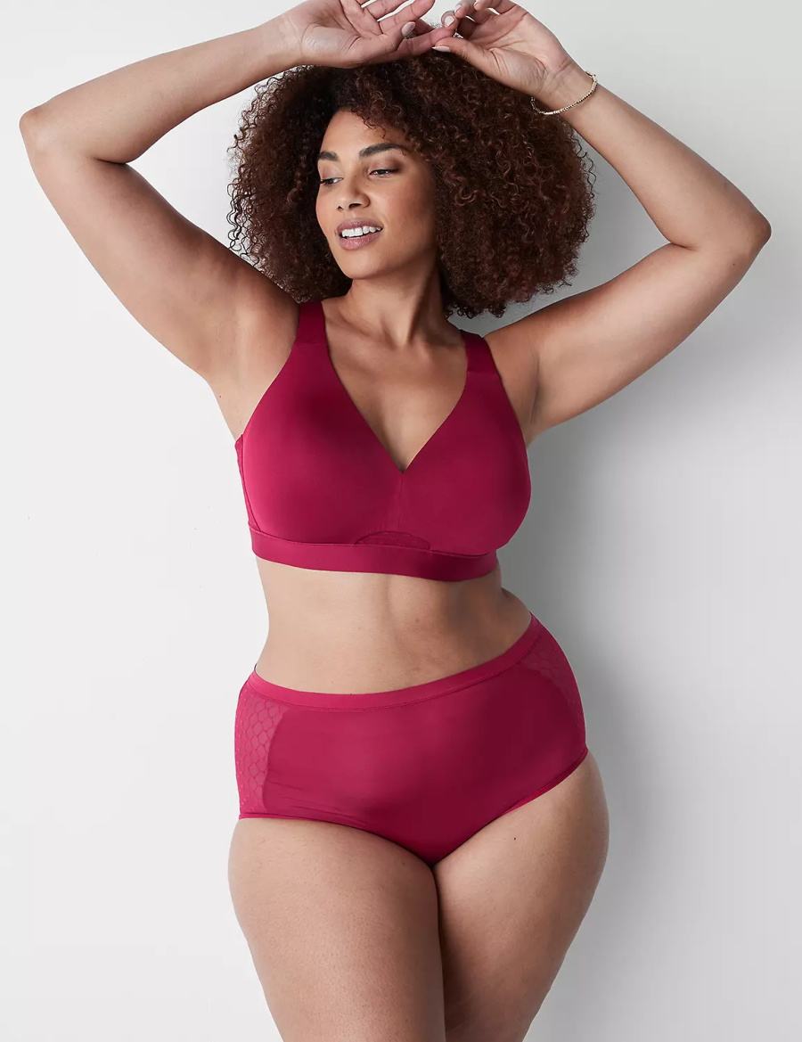 Red Lane Bryant No-Show Full with Lace Women Briefs | TLL4751VQ