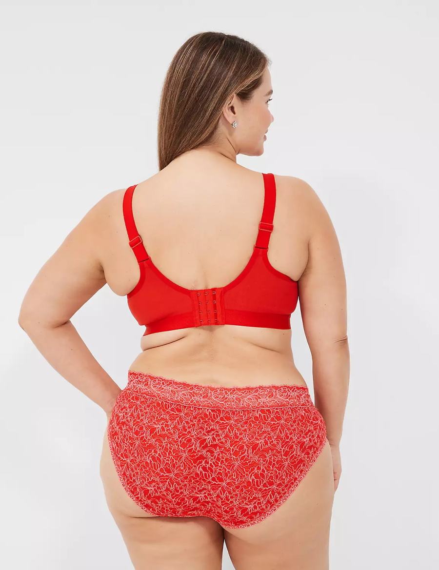 Red Lane Bryant No-Wire with Lace Women Unlined Bra | TYF7880KI