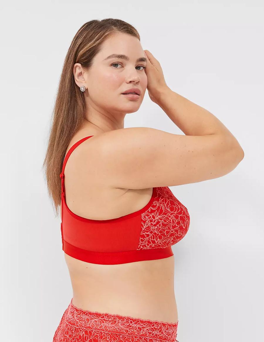 Red Lane Bryant No-Wire with Lace Women Unlined Bra | TYF7880KI