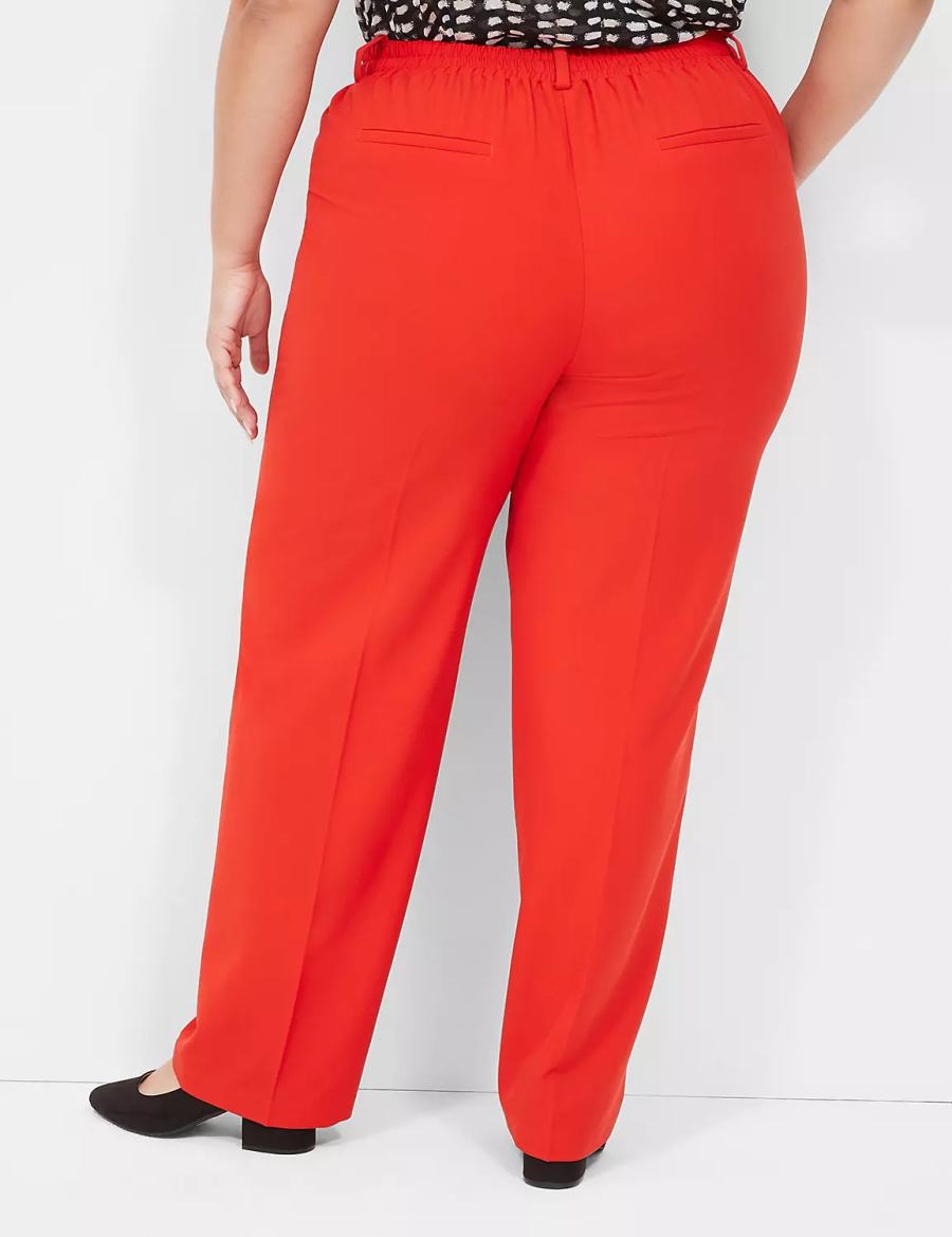 Red Lane Bryant Perfect Drape Pull-On Straight Women Pants | PIC8178KN