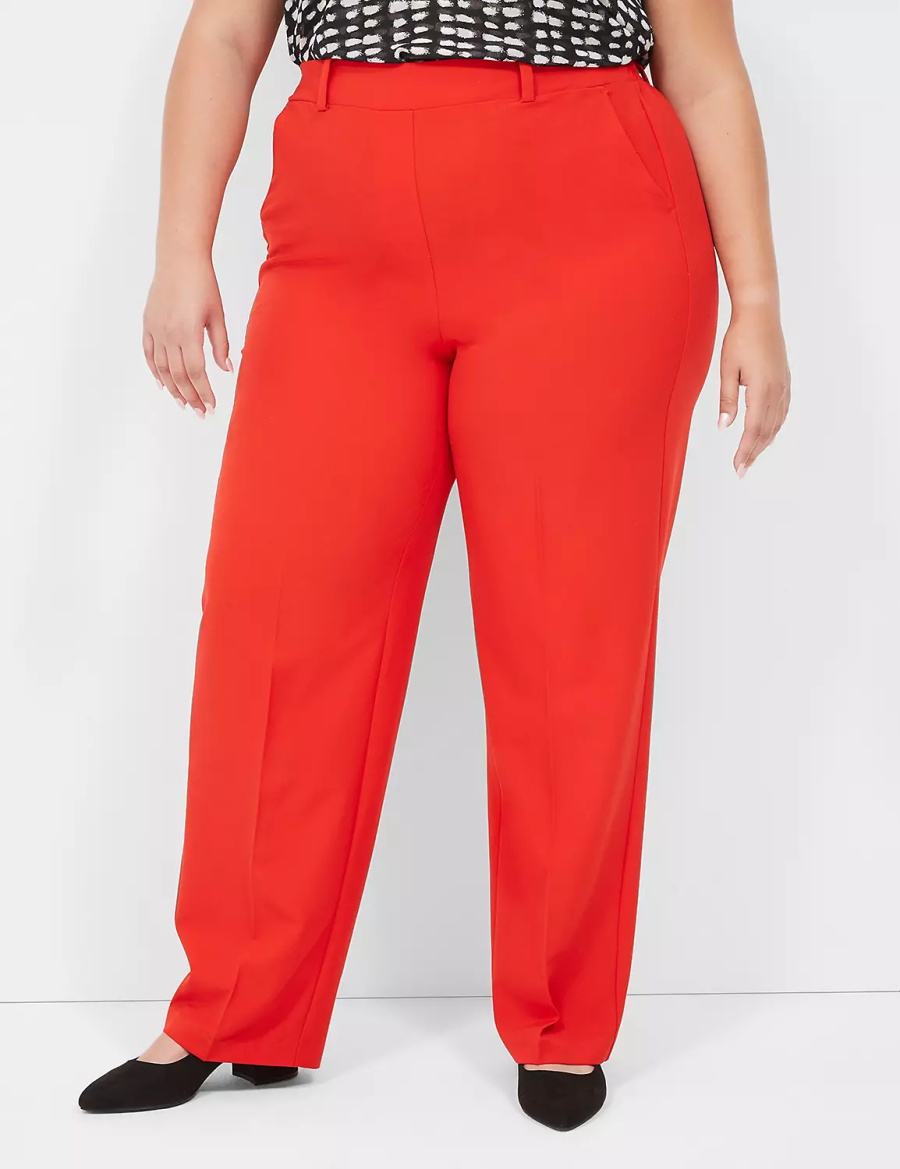 Red Lane Bryant Perfect Drape Pull-On Straight Women Pants | PIC8178KN