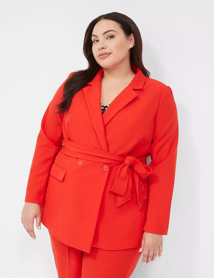 Red Lane Bryant Perfect Drapeed Women Blazers | TRK2548LP