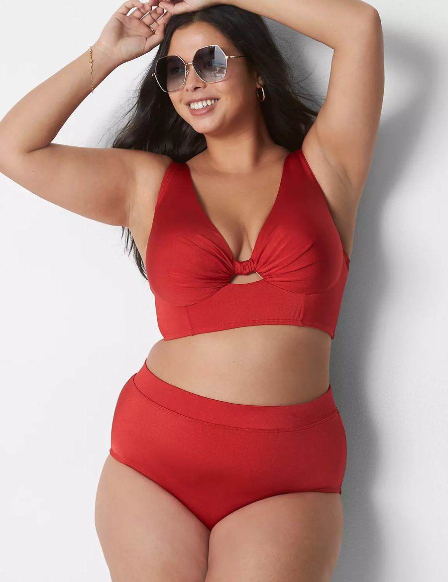 Red Lane Bryant Shimmer Swim Women Briefs | NBD7841NT