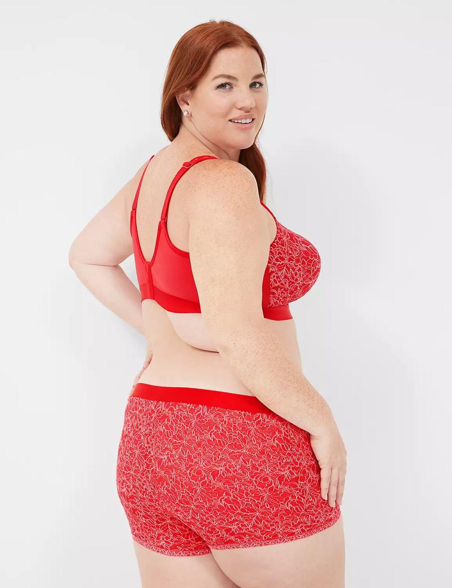 Red Lane Bryant Stretch Lace Boyfriend Women Briefs | ALS7779US