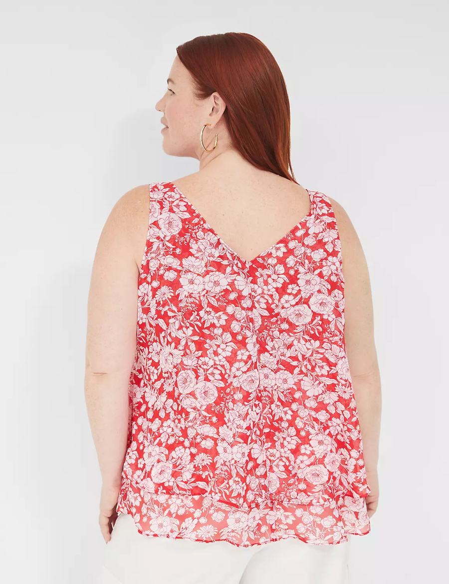 Red Lane Bryant Swing Double-Layer Chiffon Women Tank Top | VGC783BY