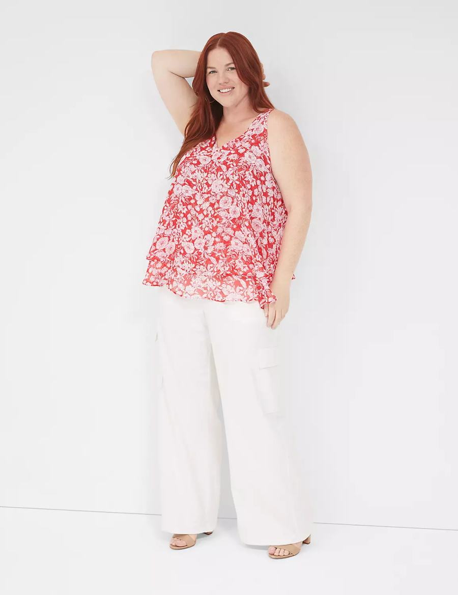 Red Lane Bryant Swing Double-Layer Chiffon Women Tank Top | VGC783BY