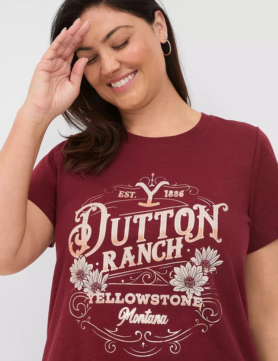 Red Lane Bryant Yellowstone Dutton Ranch Graphic Tee Women T Shirts | PFL7341AS