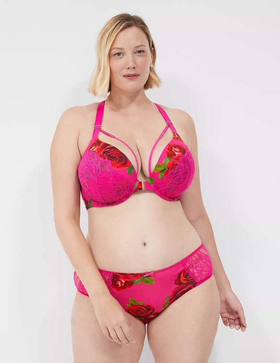 Rose Fuchsia Lane Bryant Boost Plunge Women Bralettes | KCH2663LF