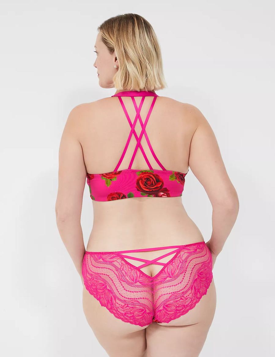 Rose Fuchsia Lane Bryant Lace-Back Women Cheeky Panty | MHO6393SA