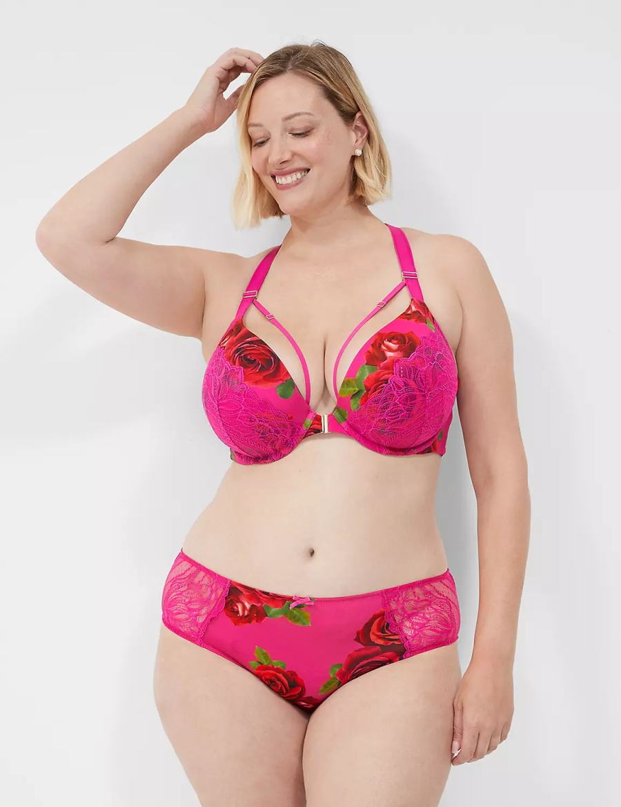 Rose Fuchsia Lane Bryant Lace-Back Women Cheeky Panty | MHO6393SA