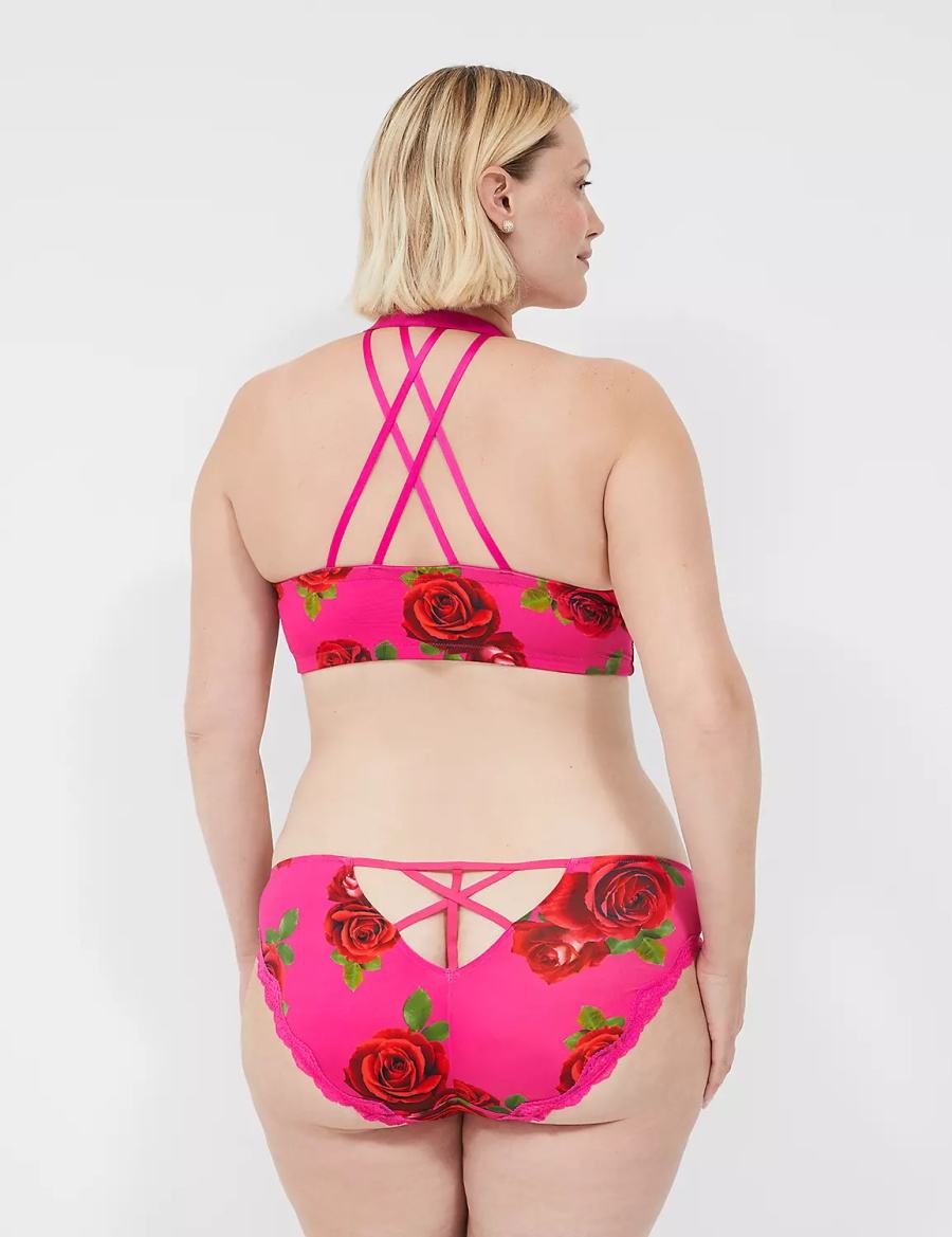 Rose Fuchsia Lane Bryant Lace-Trim Women Bikini Panty | YME2624CH