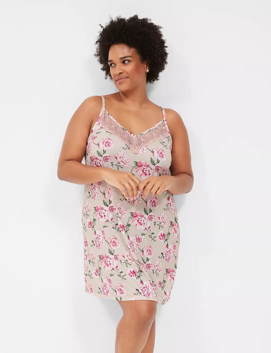 Rose Pink Lane Bryant DreamyCool Lace-Trim Chemise Women Dress | KZU52100SM