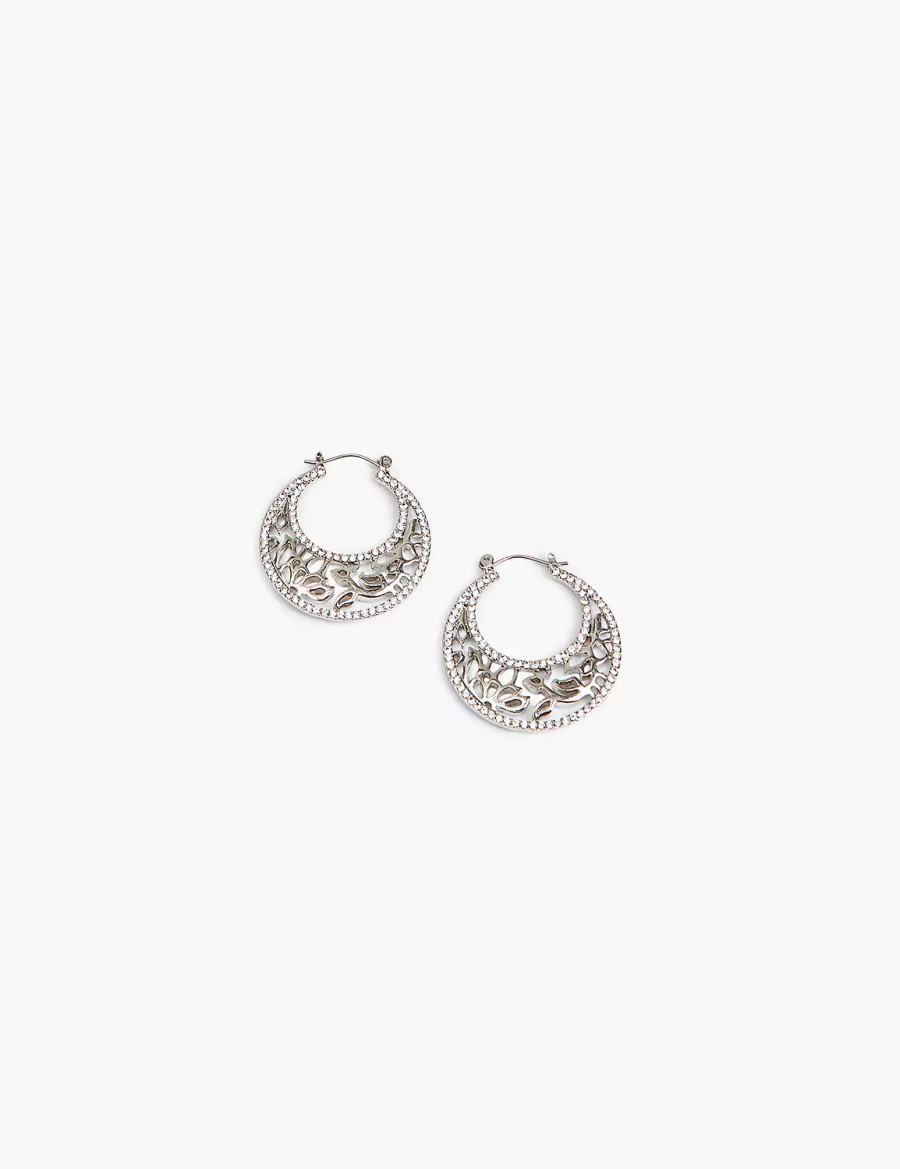 Silver Lane Bryant Filigree Women Hoop Earrings | GRO3828XP