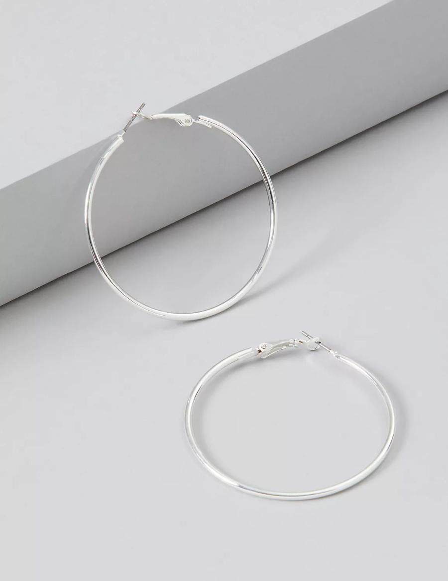 Silver Lane Bryant Large Women Hoop Earrings | DWC677DL