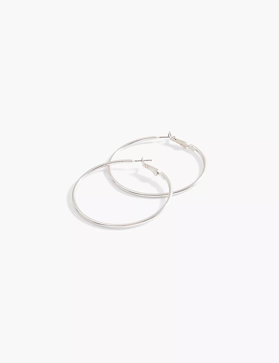 Silver Lane Bryant Large Women Hoop Earrings | DWC677DL