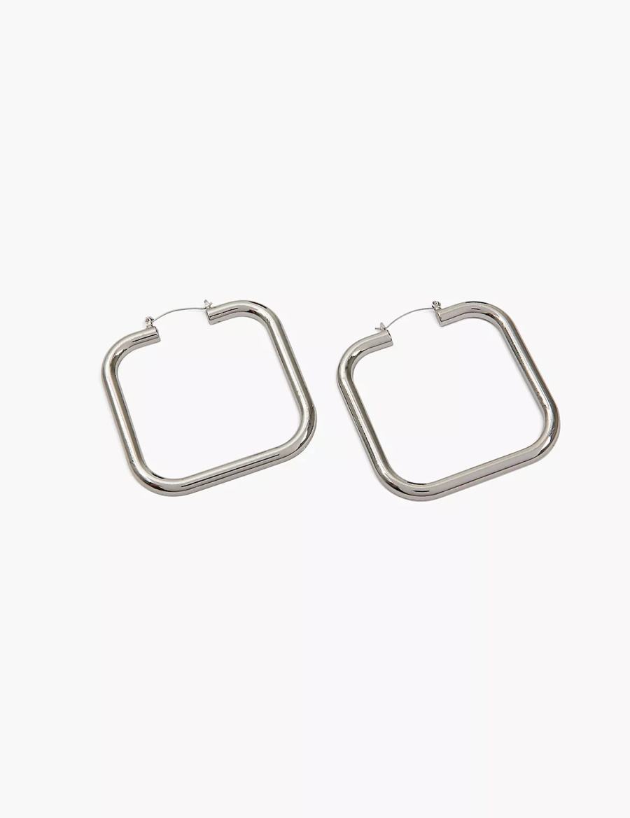 Silver Lane Bryant Oversized Square Women Hoop Earrings | BHQ7724PO