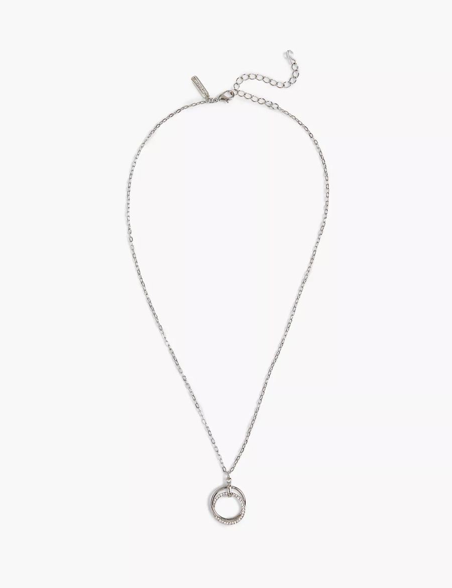 Silver Lane Bryant Pave Interlockings Women Pendant Necklace | AID6116KE