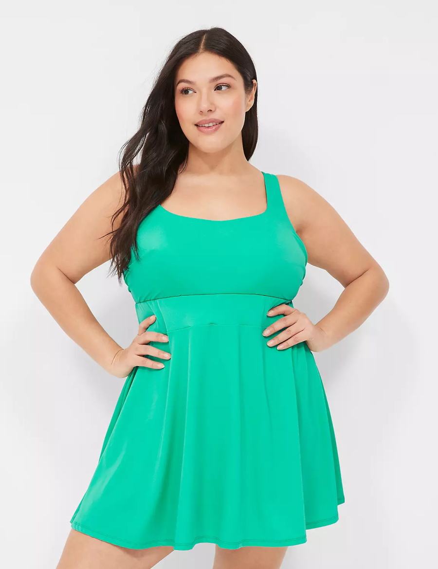 Turquoise Lane Bryant No-Wire Scoop-Neck Swim Women Dress | DRZ5479VR