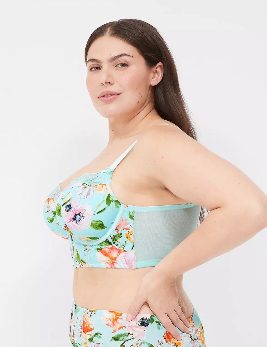 Turquoise Lane Bryant Printed Boost Longline Women Balconette Bra | FAB1548FQ